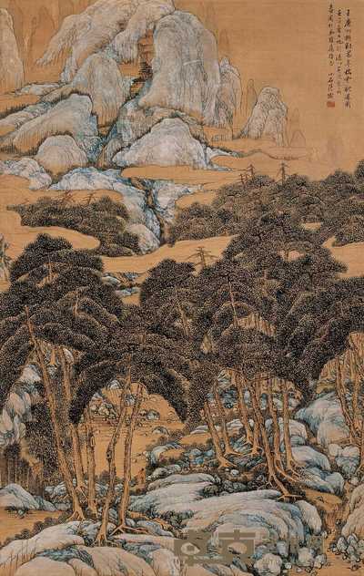 张儒 观瀑图 立轴 82×52.5cm